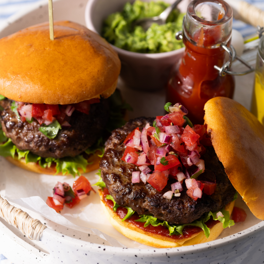 Brioche Beef Burgers with Fresh Pico